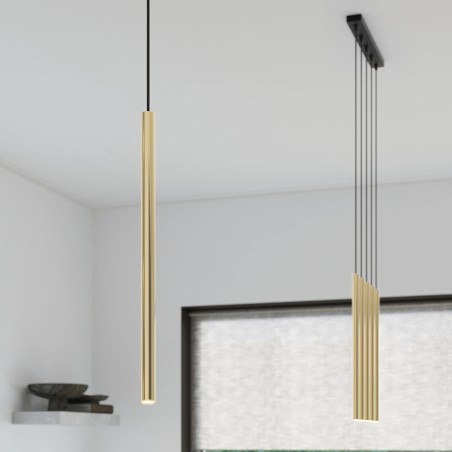Pendant light Vacu, polished gold, 5 lights