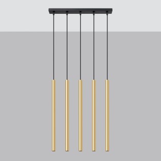 Pendant light Vacu, polished gold, 5 lights