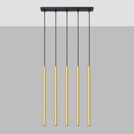 Pendant light Vacu, polished gold, 5 lights