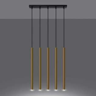 Pendant light Vacu, polished gold, 5 lights