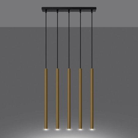 Pendant light Vacu, polished gold, 5 lights
