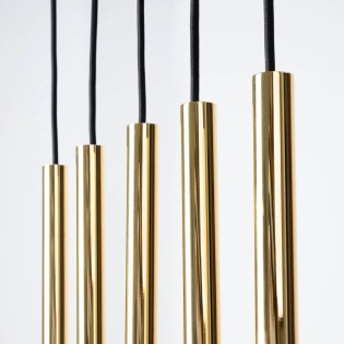 Pendant light Vacu, polished gold, 5 lights
