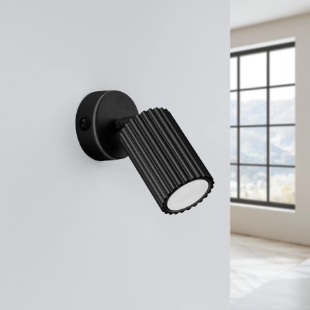 Wall light Moto, black with switch