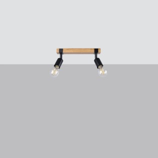 Wall light Nora, black and natural wood