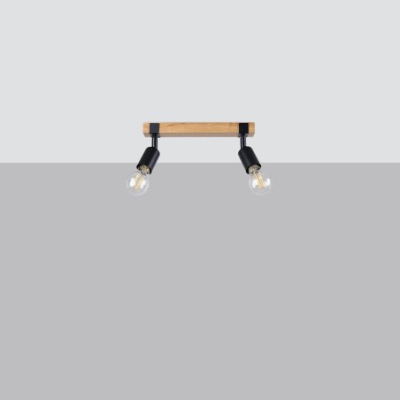 Wall light Nora, black and natural wood