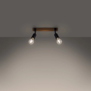 Wall light Nora, black and natural wood