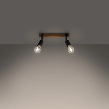 Wall light Nora, black and natural wood