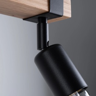 Wall light Nora, black and natural wood