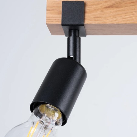 Wall light Nora 3 lights, black and natural wood