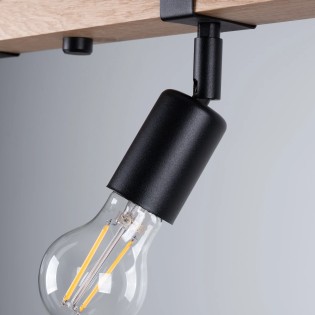 Wall light Nora 4 lights, black and natural wood