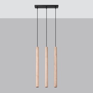 Pendant light Vacu 3 lights, natural wood