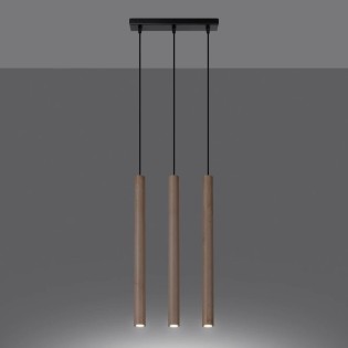 Pendant light Vacu 3 lights, natural wood