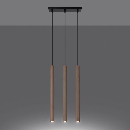 Pendant light Vacu 3 lights, natural wood