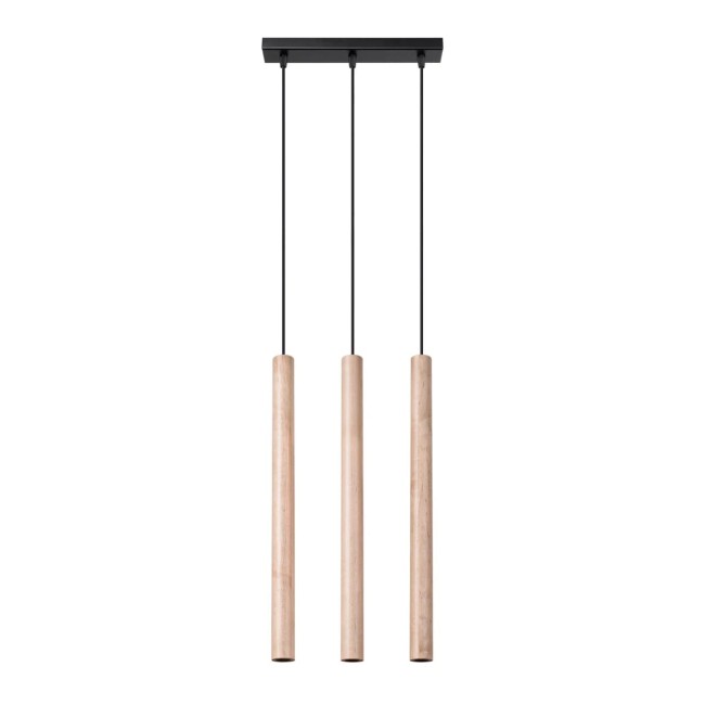 Pendant light Vacu 3 lights, natural wood