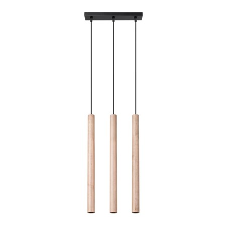 Pendant light Vacu 3 lights, natural wood