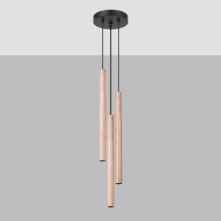Pendant light Vacu 3 lights, natural wood