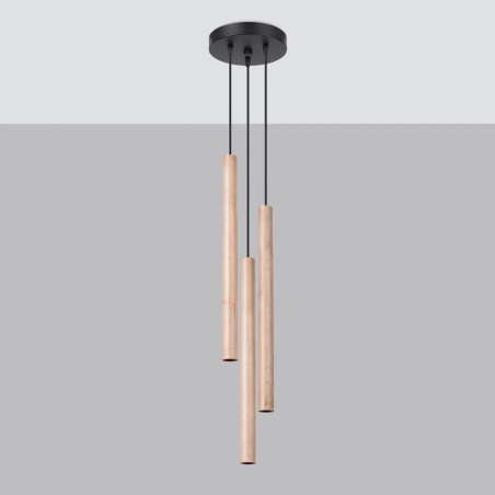 Pendant light Vacu 3 lights, natural wood