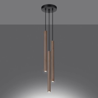 Pendant light Vacu 3 lights, natural wood