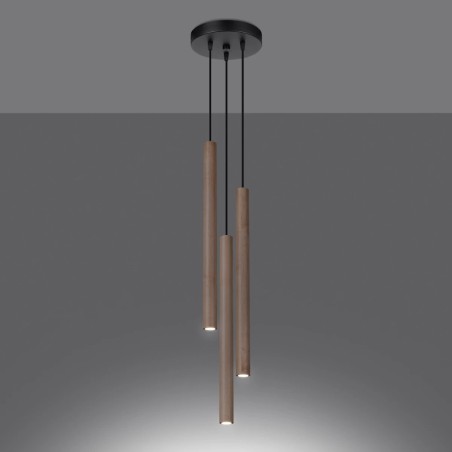 Pendant light Vacu 3 lights, natural wood