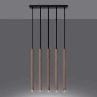 Pendant light Vacu 5 lights, natural wood