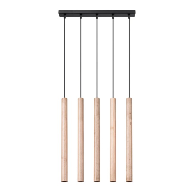 Pendant light Vacu 5 lights, natural wood