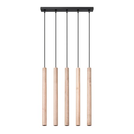 Pendant light Vacu 5 lights, natural wood