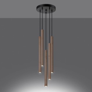 Pendant light Vacu 5 lights, natural wood
