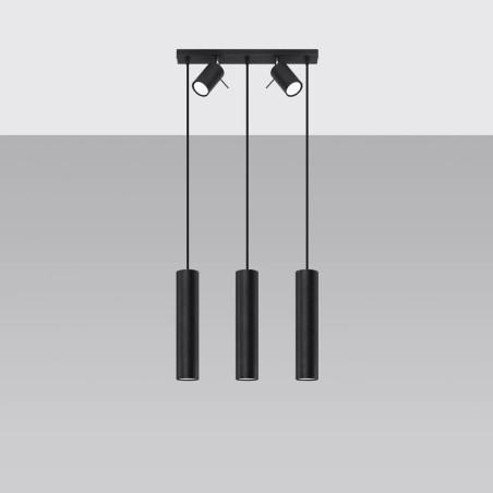 Pendant light Vinivi, black, 5 lights