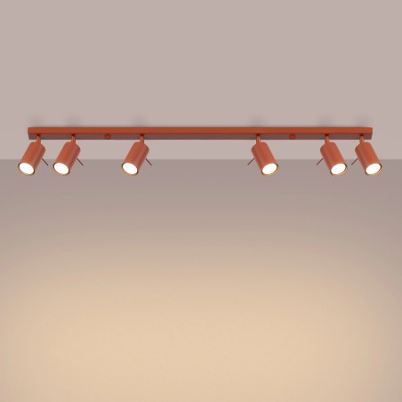 Track light Vinivi, red, 6 lights