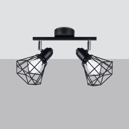Wall spotlight Mozosa, black, 2 lights