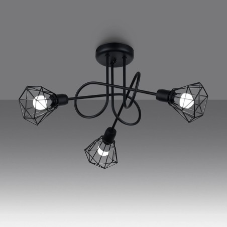 Ceiling lamp Mozosa, black, 3 lights