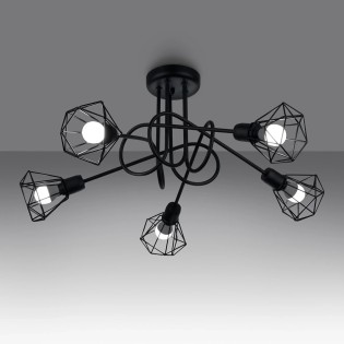 Ceiling lamp Mozosa, black, 5 lights