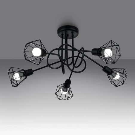 Ceiling lamp Mozosa, black, 5 lights