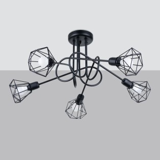 Ceiling lamp Mozosa, black, 5 lights