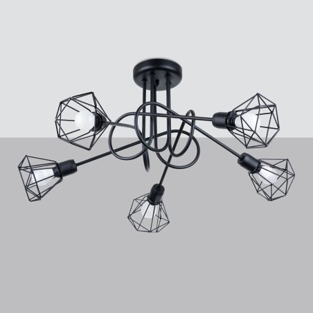 Ceiling lamp Mozosa, black, 5 lights