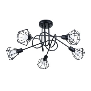 Ceiling lamp Mozosa, black, 5 lights