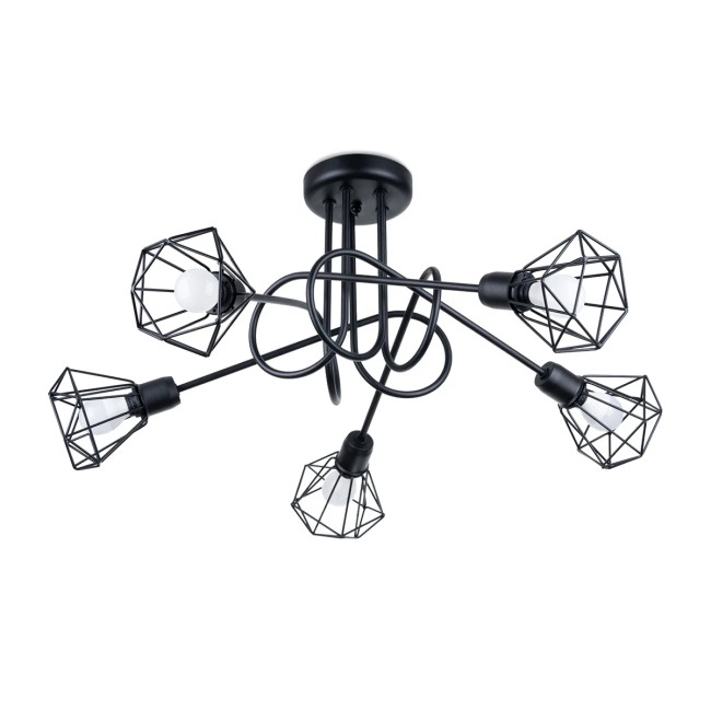Ceiling lamp Mozosa, black, 5 lights