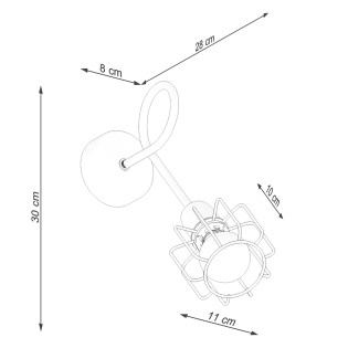 Wall light Naxa L, black, 1 light