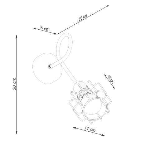 Wall light Naxa L, black, 1 light