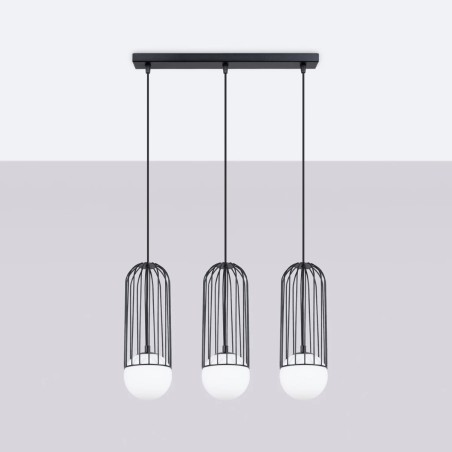 Pendant lamp Zovolu, black, 3 lights