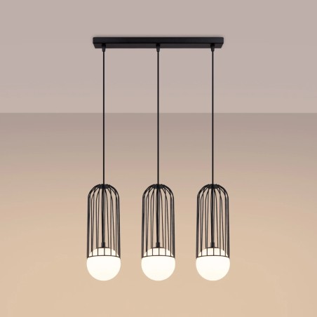 Pendant lamp Zovolu, black, 3 lights
