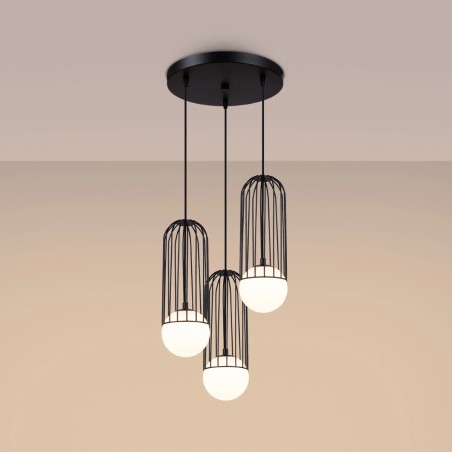 Pendant lamp Zovolu, black, 3 lights