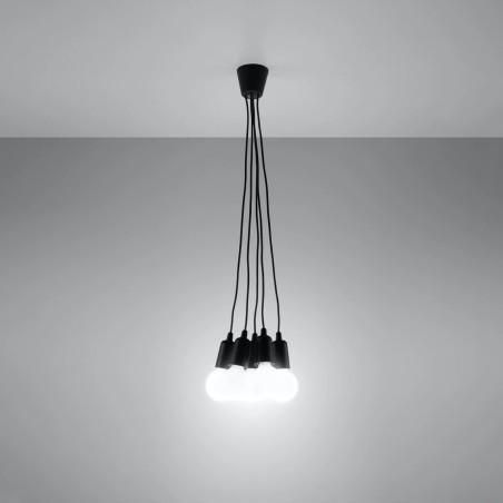 Pendant lamp Tina, black, 5 lights