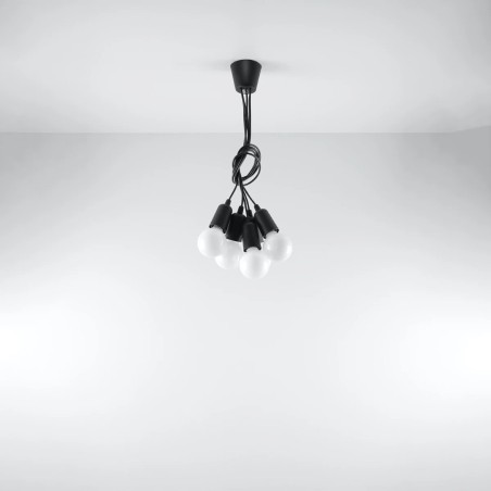 Pendant lamp Tina, black, 5 lights