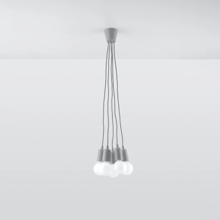 Pendant lamp Tina, gray, 5 lights