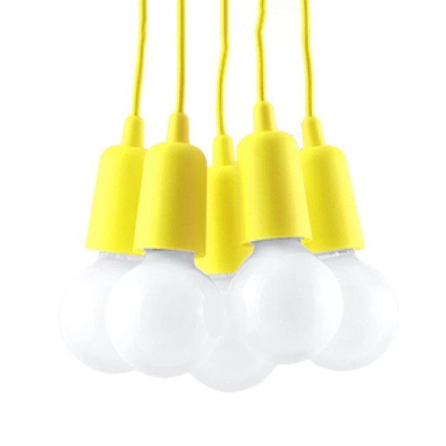 Pendant lamp Tina, yellow, 5 lights