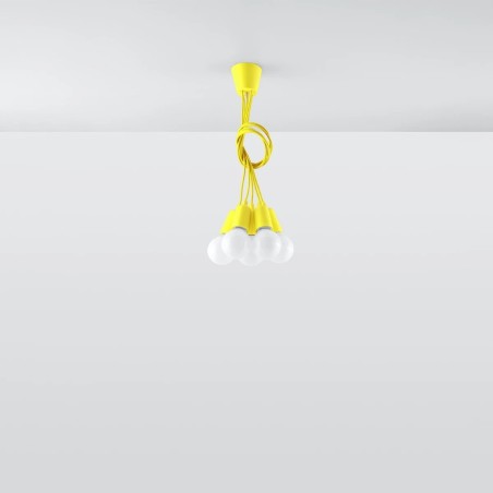Pendant lamp Tina, yellow, 5 lights