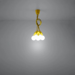 Pendant lamp Tina, yellow, 5 lights