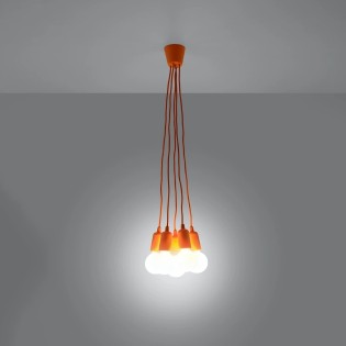 Pendant lamp Tina, orange, 5 lights