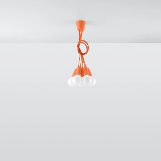 Pendant lamp Tina, orange, 5 lights